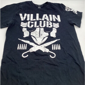 Villain Club NJPW Logo Bullet Club Pro Wrestling Black T-Shirt Size MEDIUM